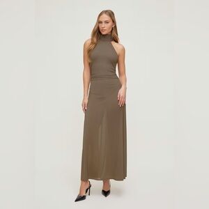 Dynamite Sheer Mesh Halter Maxi Dress